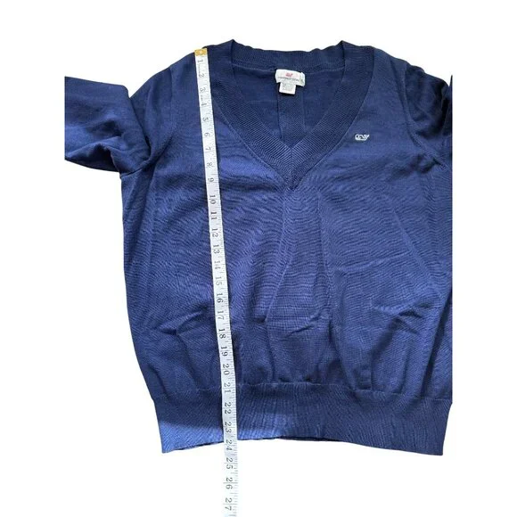Vineyard Vines V-Neck Sweater Pullover Long Sleeve Cotton Blue Womens Size XL - Picture 6 of 7